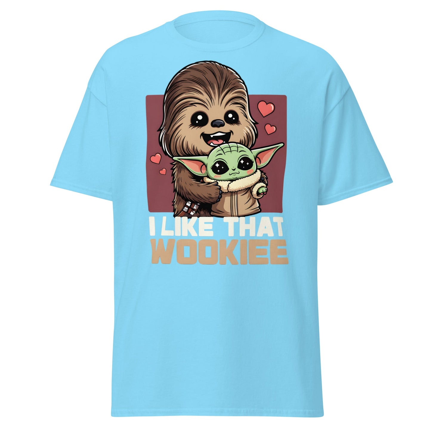 I Like That Wookiee T-Shirt - Cute Grogu & Chewbacca Tee - Sky - T-Shirts Online