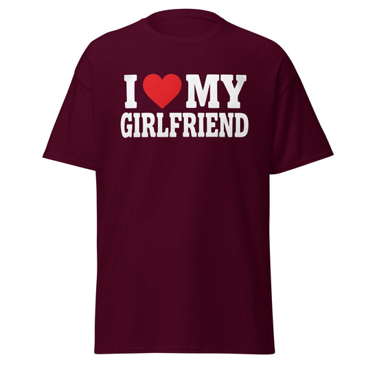 I Love My Girlfriend T-Shirt – Cute Romantic Heart Tee - Maroon - T-Shirts Online