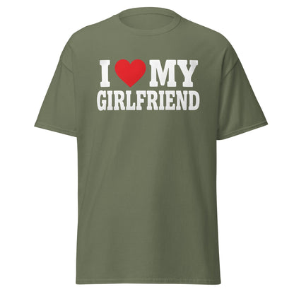 I Love My Girlfriend T-Shirt – Cute Romantic Heart Tee - Military Green - T-Shirts Online