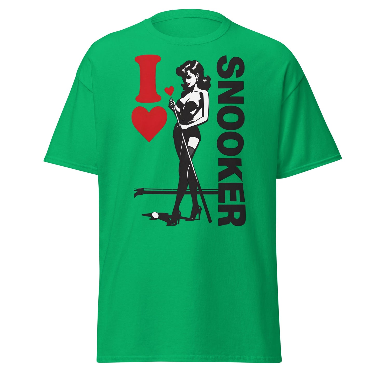 I Love Snooker T-Shirt - Sexy Retro Pin - Up Graphic Tee - Irish Green - T-Shirts Online