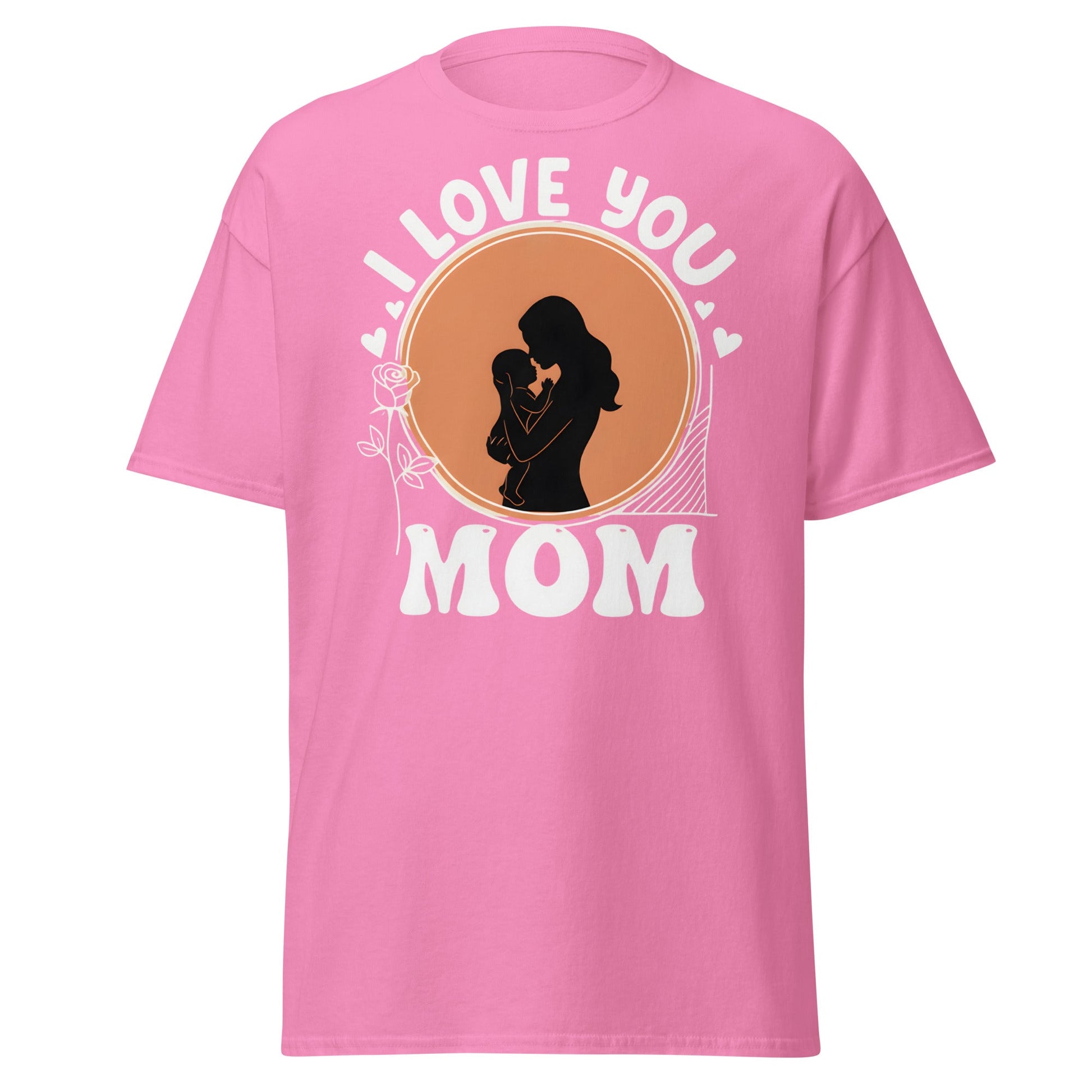 I Love You Mom T-Shirt | Mother Child Silhouette Tee - Azalea - T-Shirts Online