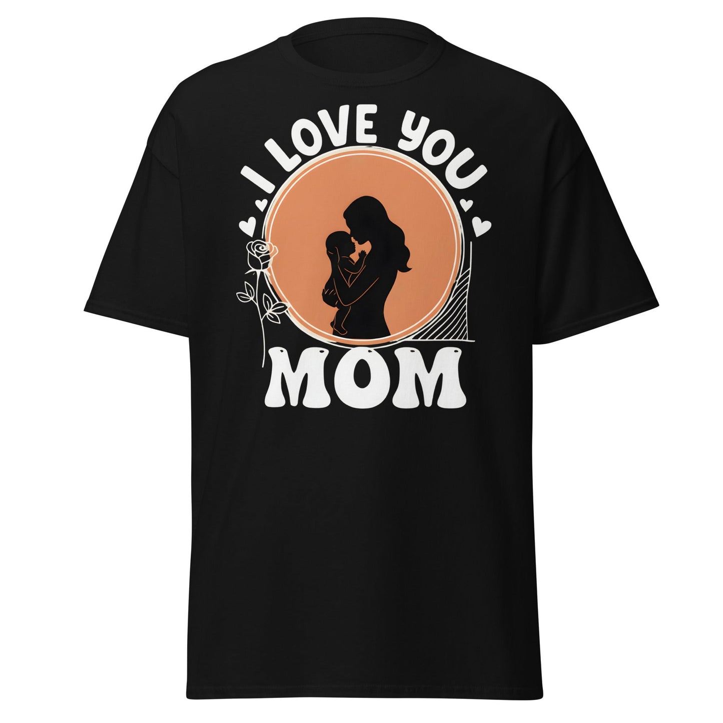 I Love You Mom T-Shirt | Mother Child Silhouette Tee - Black - T-Shirts Online