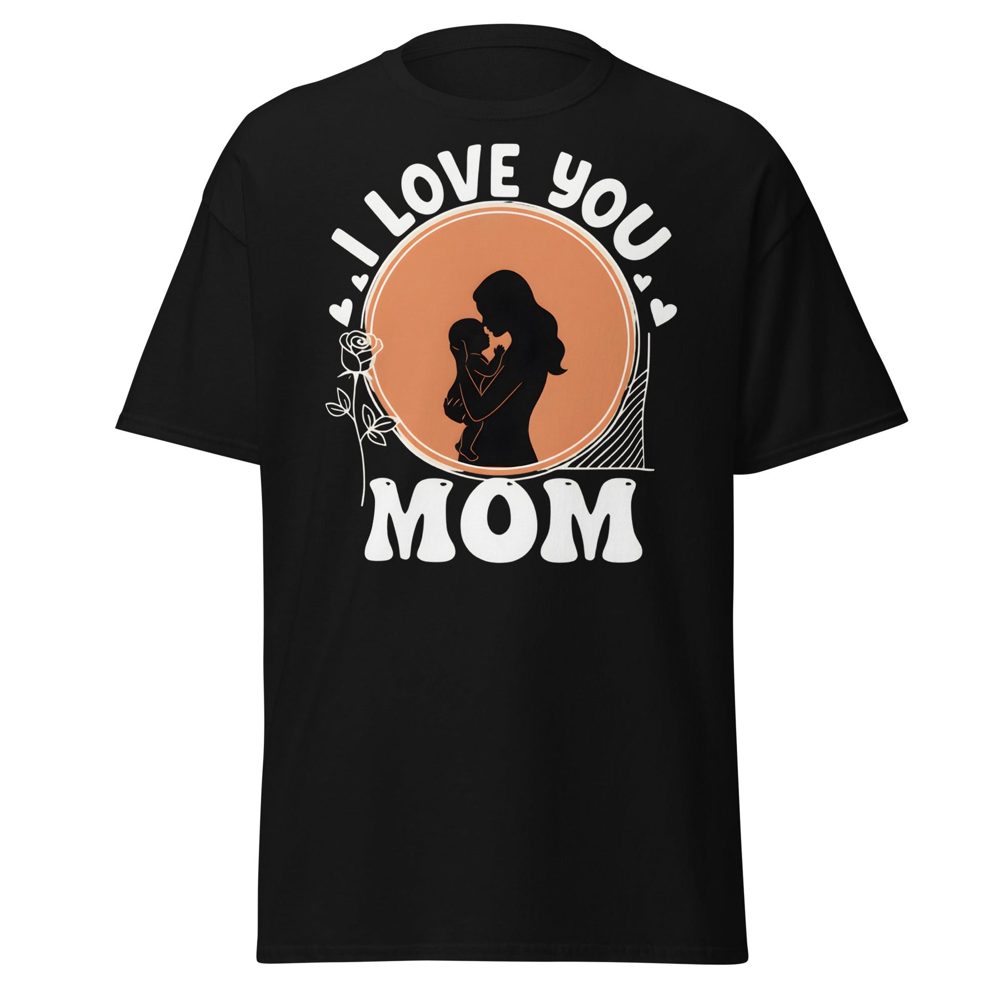 I Love You Mom T-Shirt | Mother Child Silhouette Tee - Black - T-Shirts Online