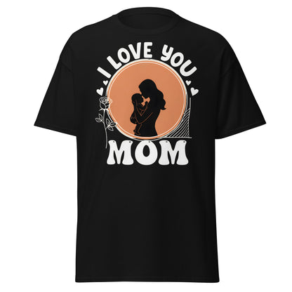 I Love You Mom T-Shirt | Mother Child Silhouette Tee - Black - T-Shirts Online