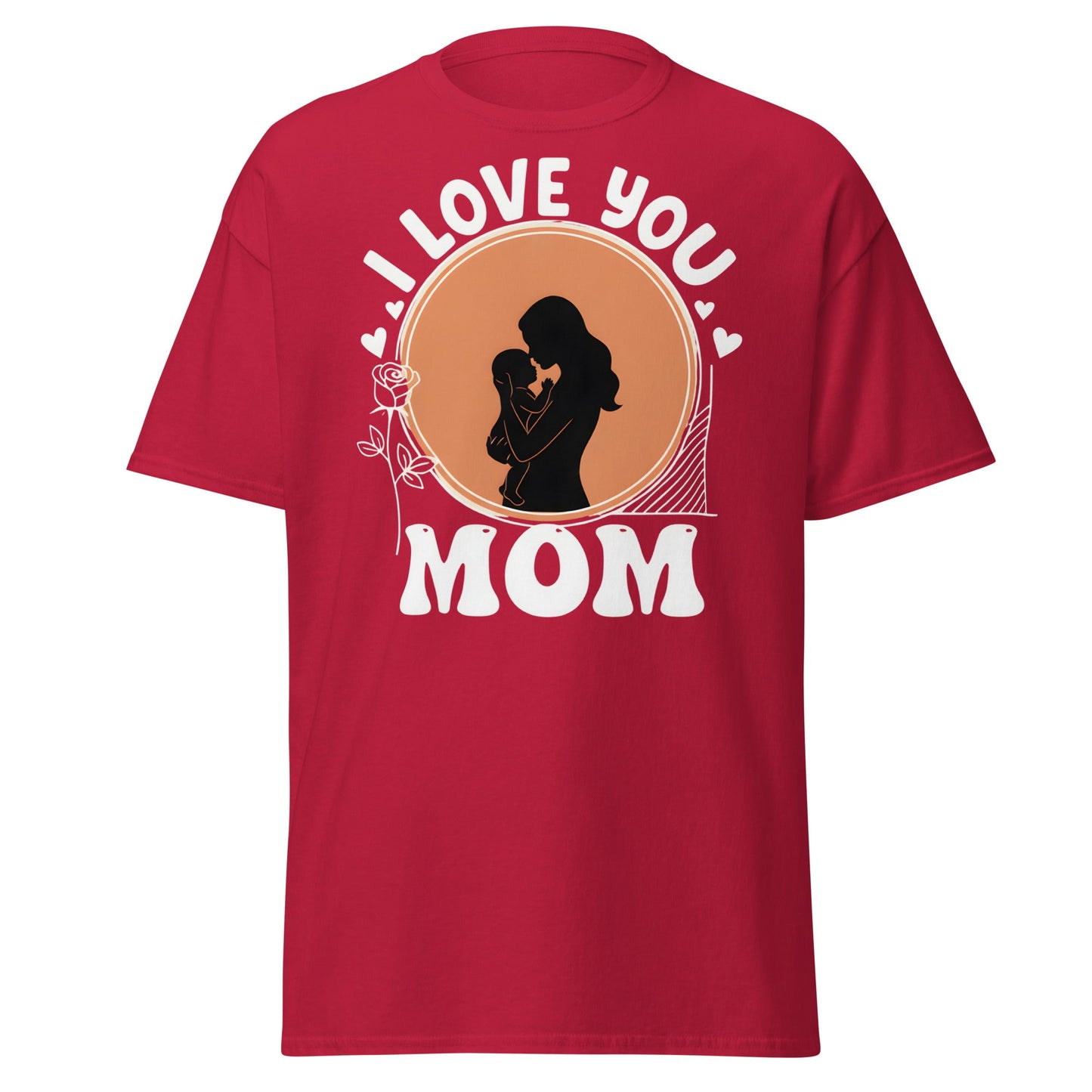 I Love You Mom T-Shirt | Mother Child Silhouette Tee - Cardinal - T-Shirts Online
