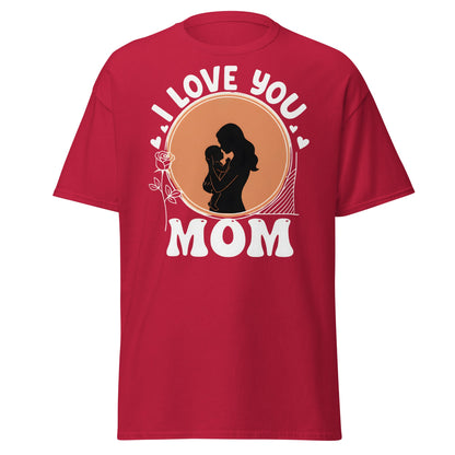 I Love You Mom T-Shirt | Mother Child Silhouette Tee - Cardinal - T-Shirts Online