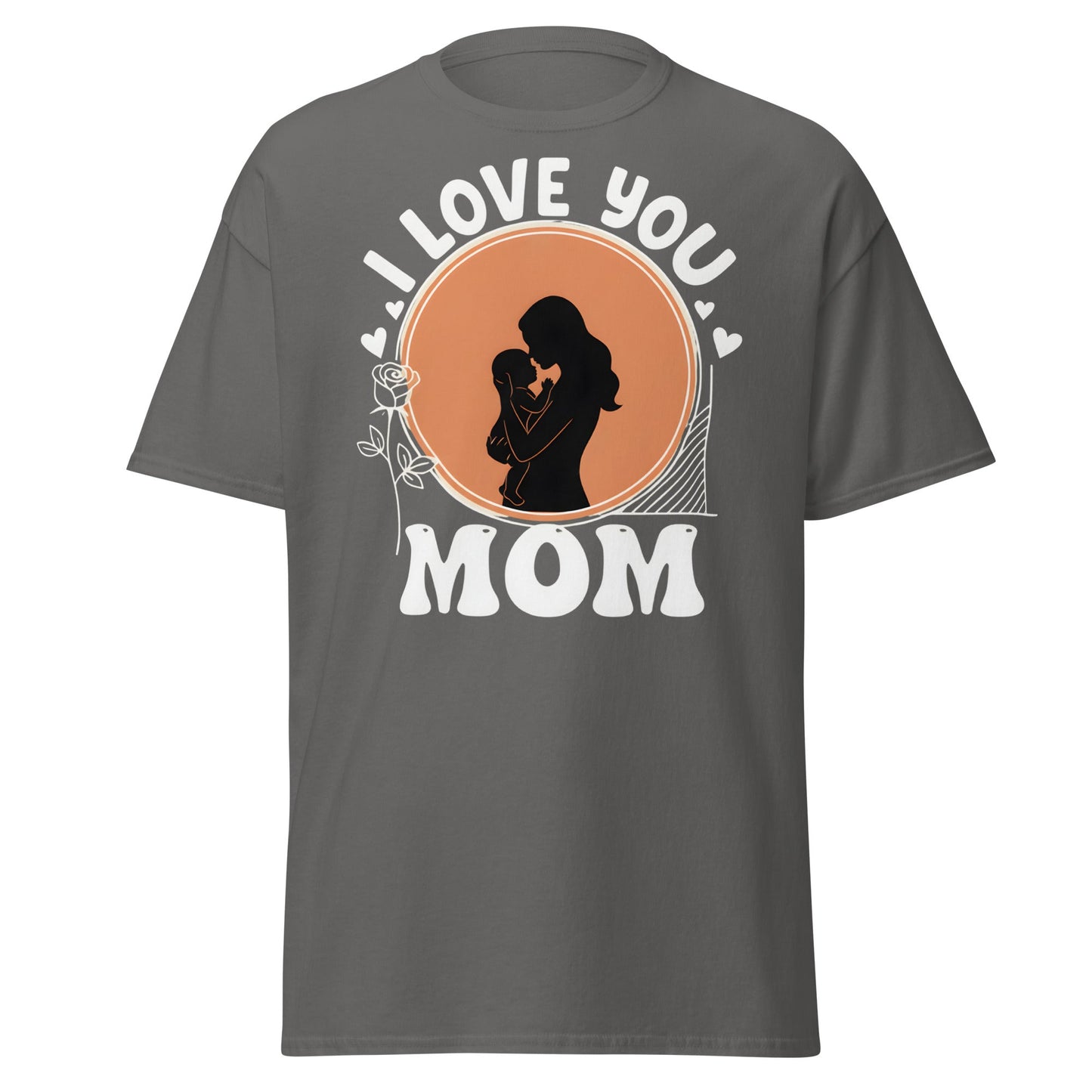 I Love You Mom T-Shirt | Mother Child Silhouette Tee - Charcoal - T-Shirts Online