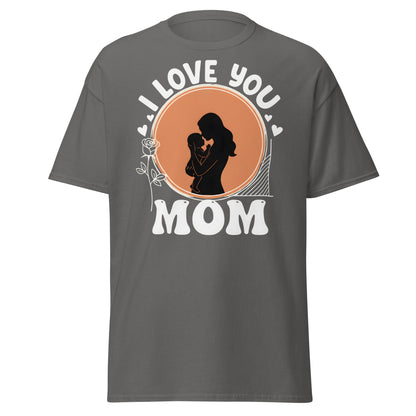 I Love You Mom T-Shirt | Mother Child Silhouette Tee - Charcoal - T-Shirts Online