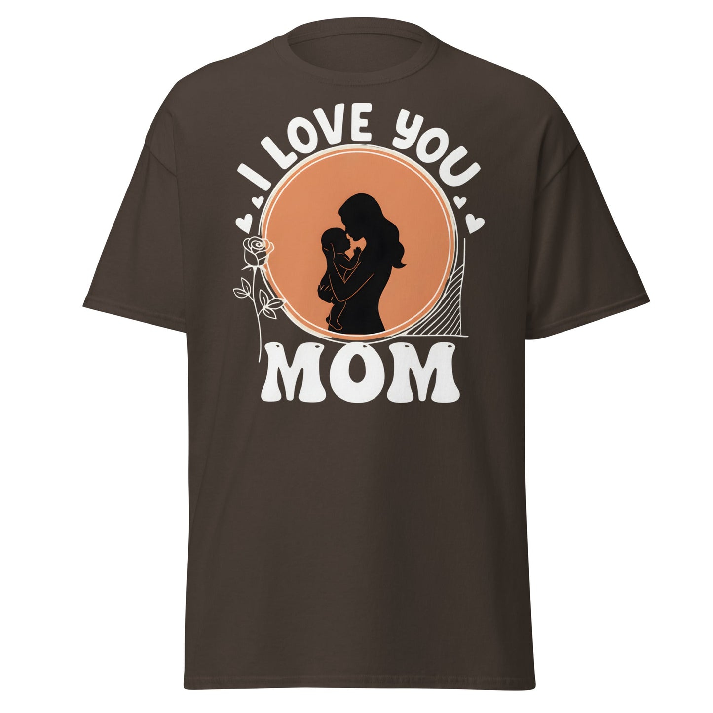 I Love You Mom T-Shirt | Mother Child Silhouette Tee - Dark Chocolate - T-Shirts Online