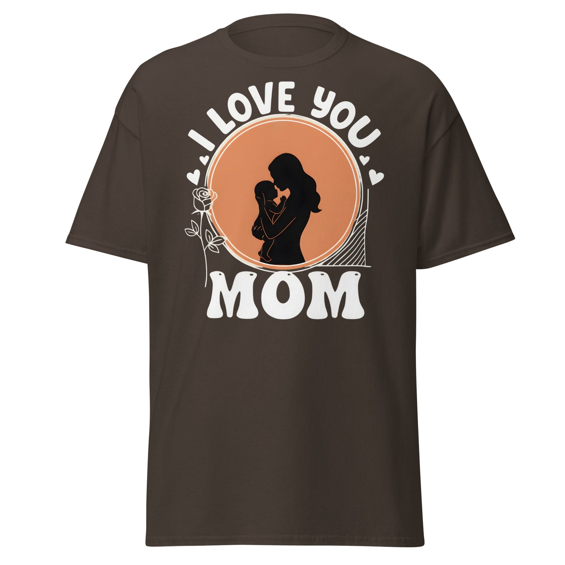 I Love You Mom T-Shirt | Mother Child Silhouette Tee - Dark Chocolate - T-Shirts Online