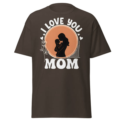 I Love You Mom T-Shirt | Mother Child Silhouette Tee - Dark Chocolate - T-Shirts Online