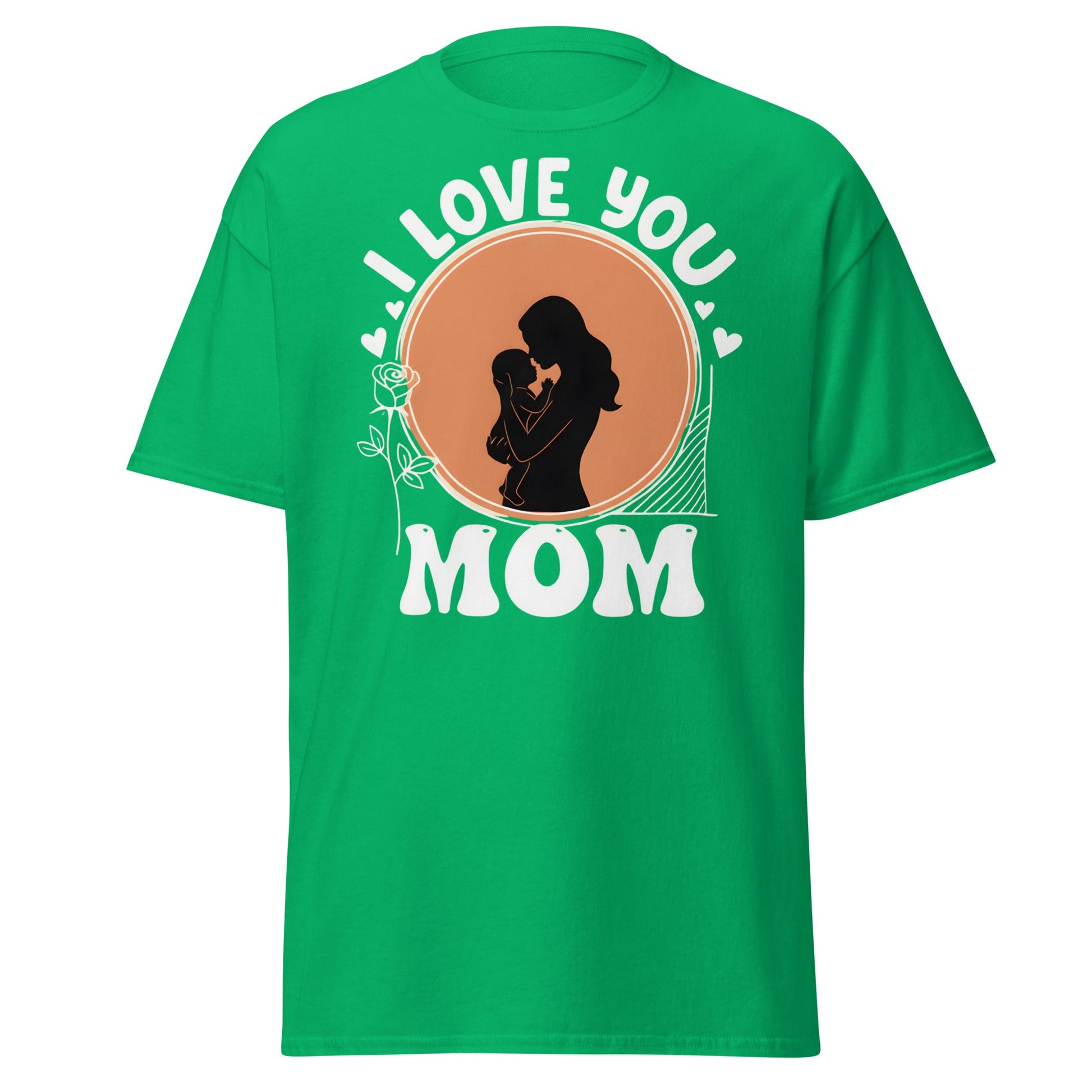 I Love You Mom T-Shirt | Mother Child Silhouette Tee - Irish Green - T-Shirts Online