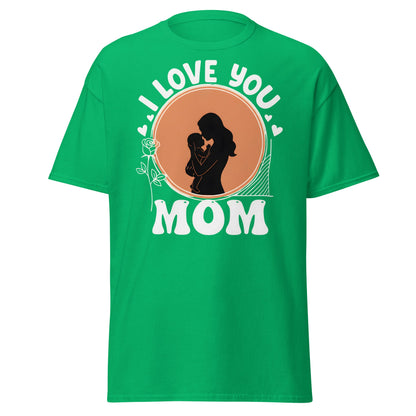 I Love You Mom T-Shirt | Mother Child Silhouette Tee - Irish Green - T-Shirts Online