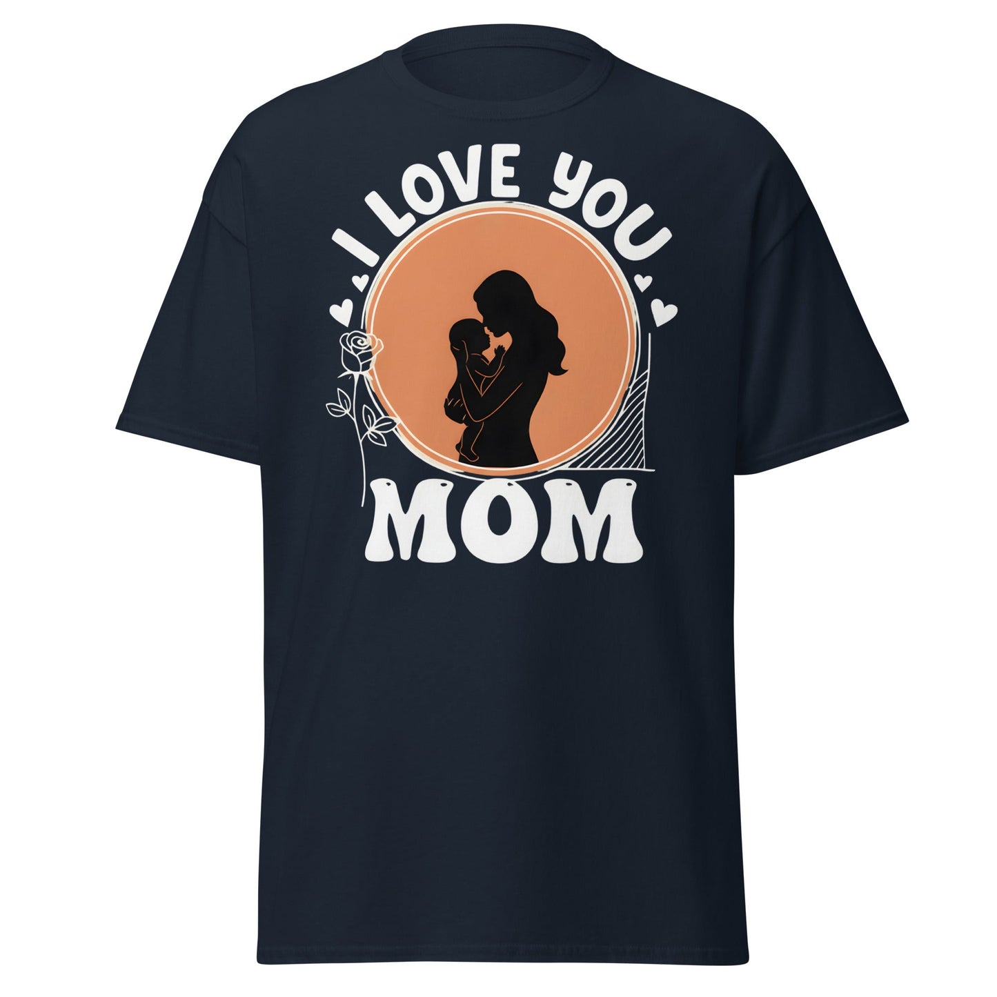 I Love You Mom T-Shirt | Mother Child Silhouette Tee - Navy - T-Shirts Online