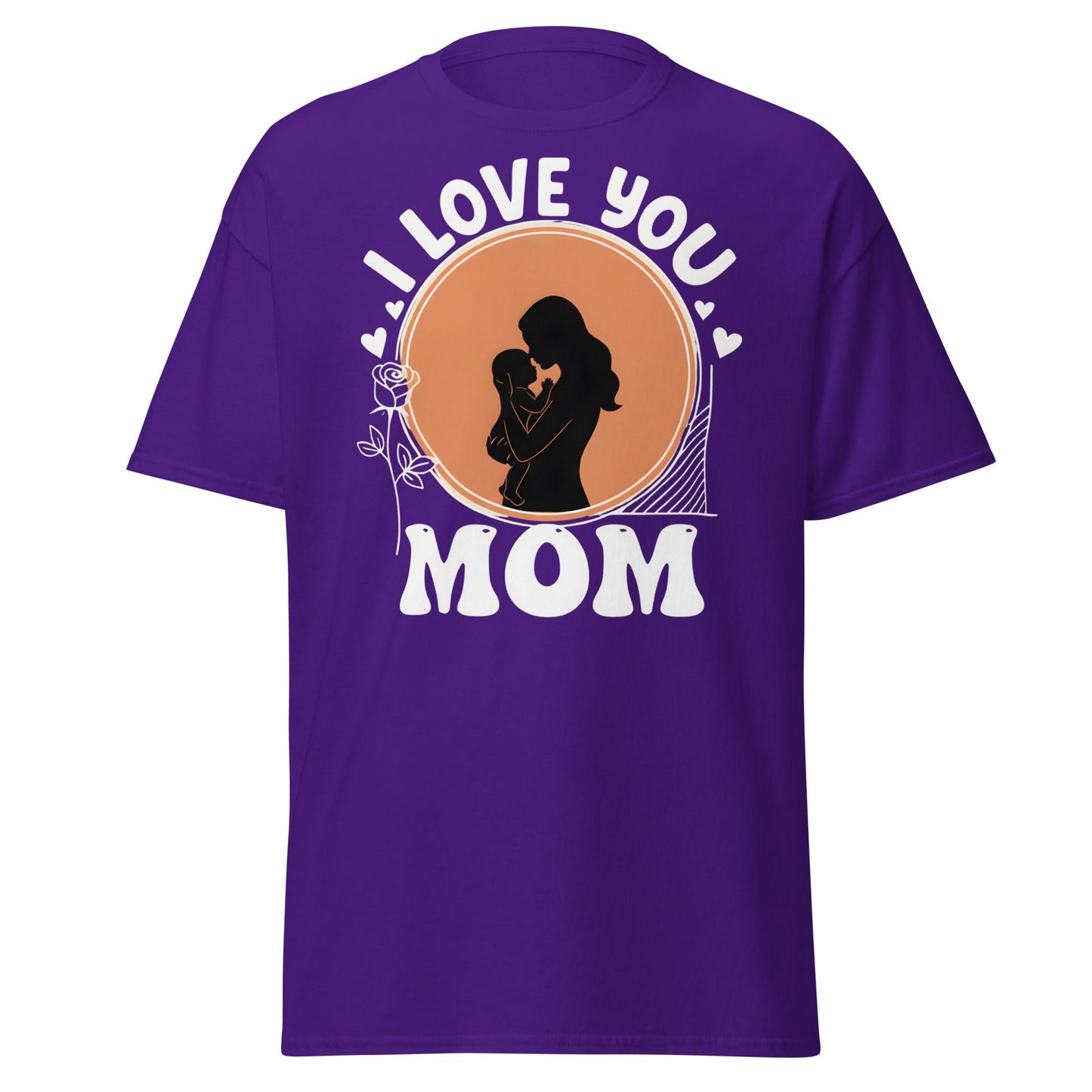 I Love You Mom T-Shirt | Mother Child Silhouette Tee - Purple - T-Shirts Online