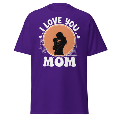 I Love You Mom T-Shirt | Mother Child Silhouette Tee - Purple - T-Shirts Online