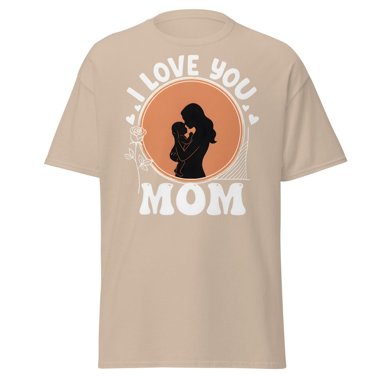 I Love You Mom T-Shirt | Mother Child Silhouette Tee - Sand - T-Shirts Online