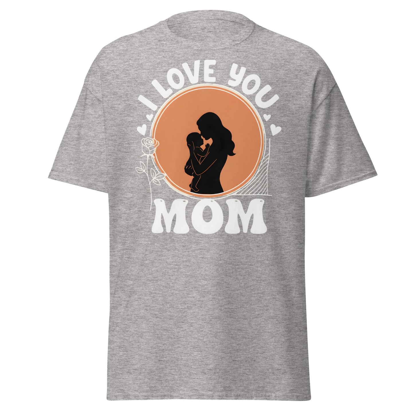 I Love You Mom T-Shirt | Mother Child Silhouette Tee - Sport Grey - T-Shirts Online
