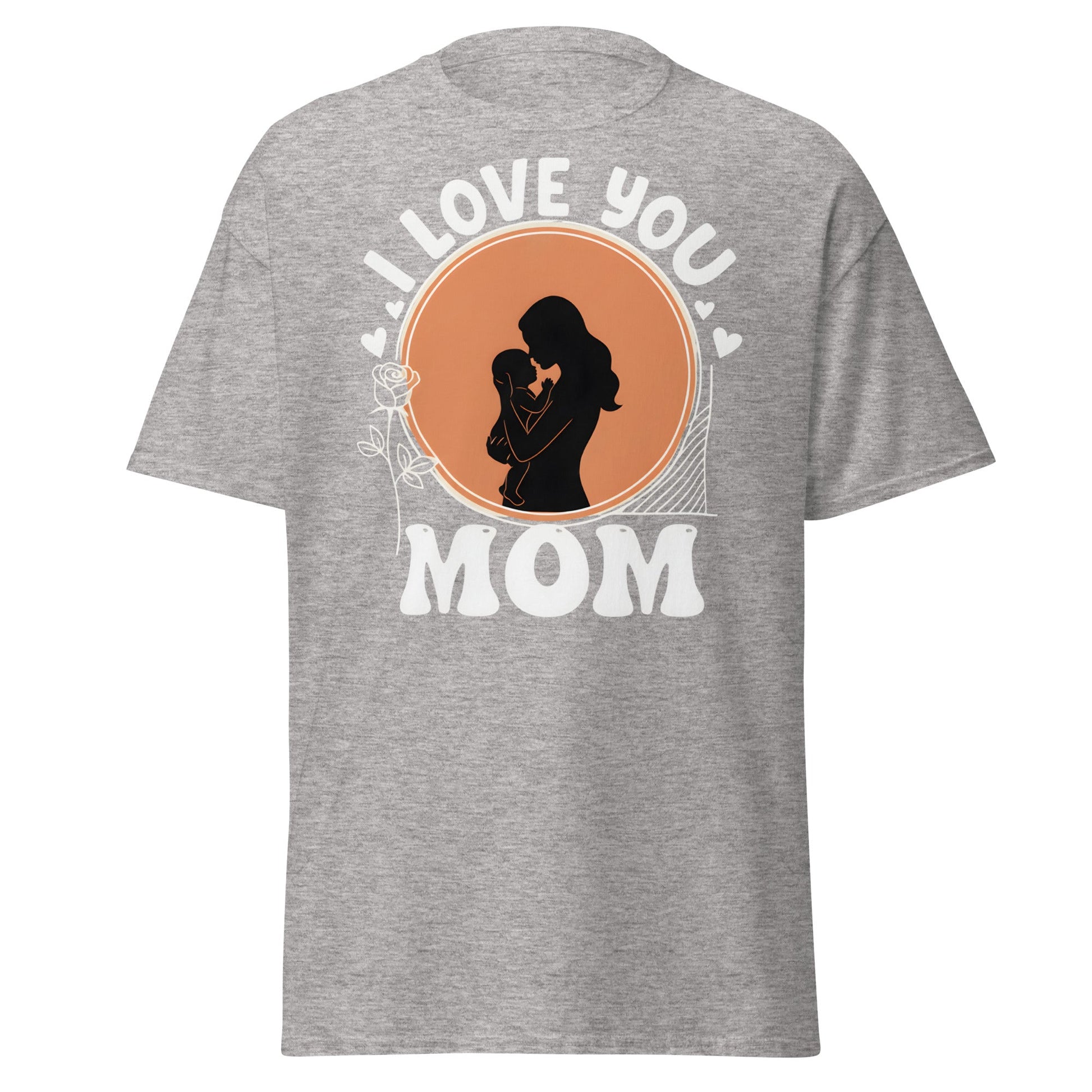 I Love You Mom T-Shirt | Mother Child Silhouette Tee - Sport Grey - T-Shirts Online
