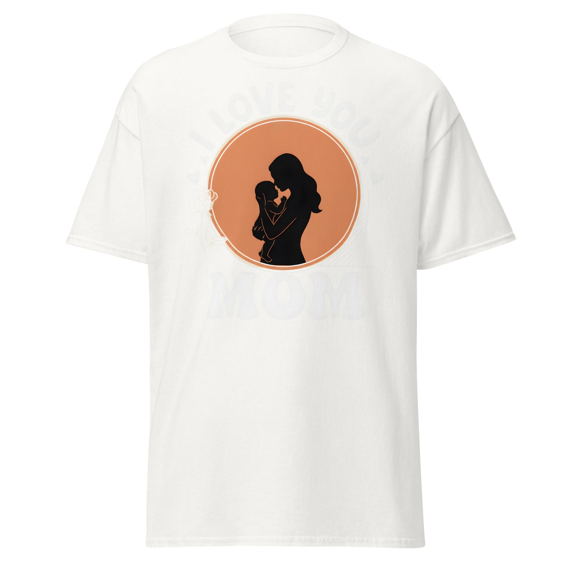 I Love You Mom T-Shirt | Mother Child Silhouette Tee - White - T-Shirts Online