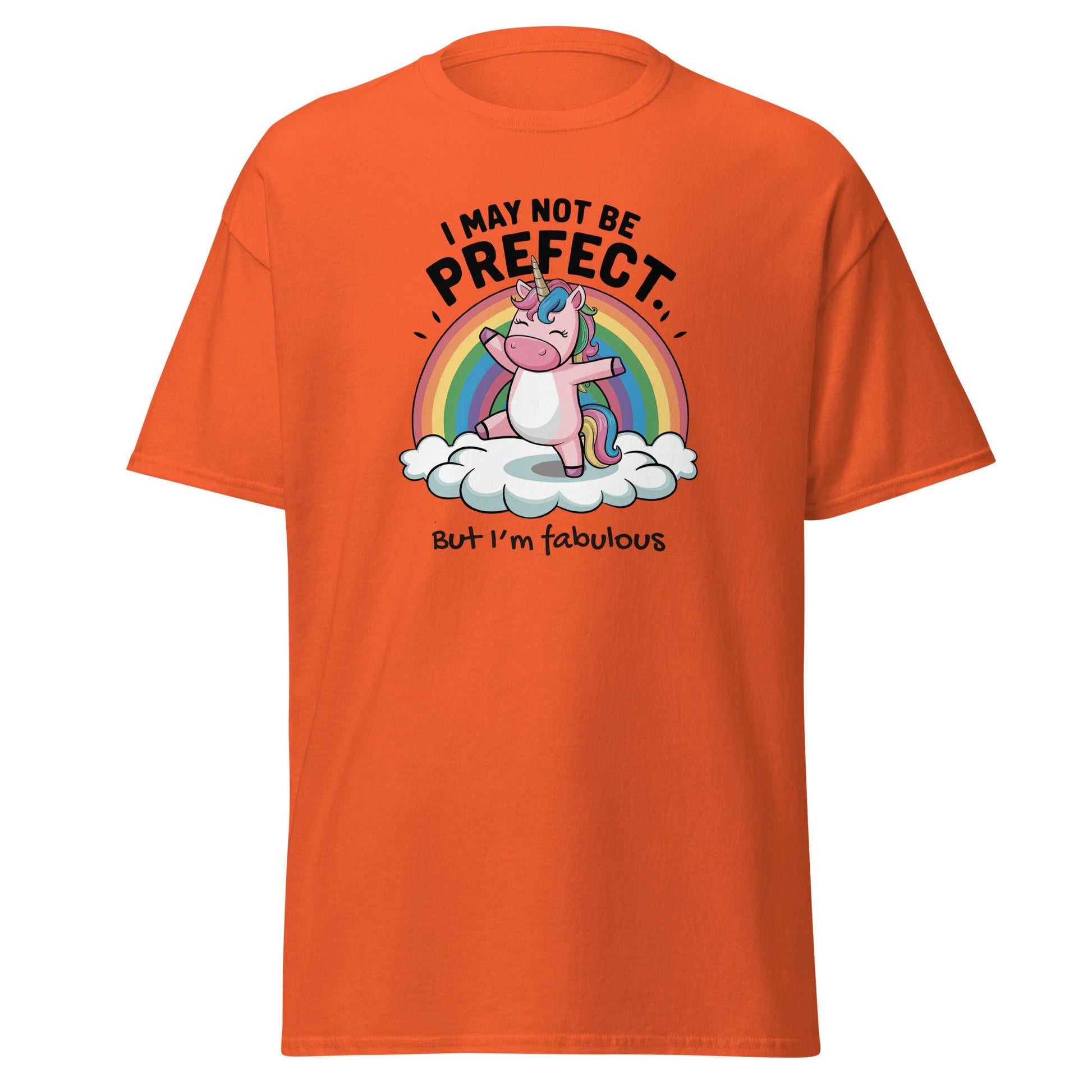 I May Not be Perfect | Unicorn T-Shirt - Orange - T-Shirts Online