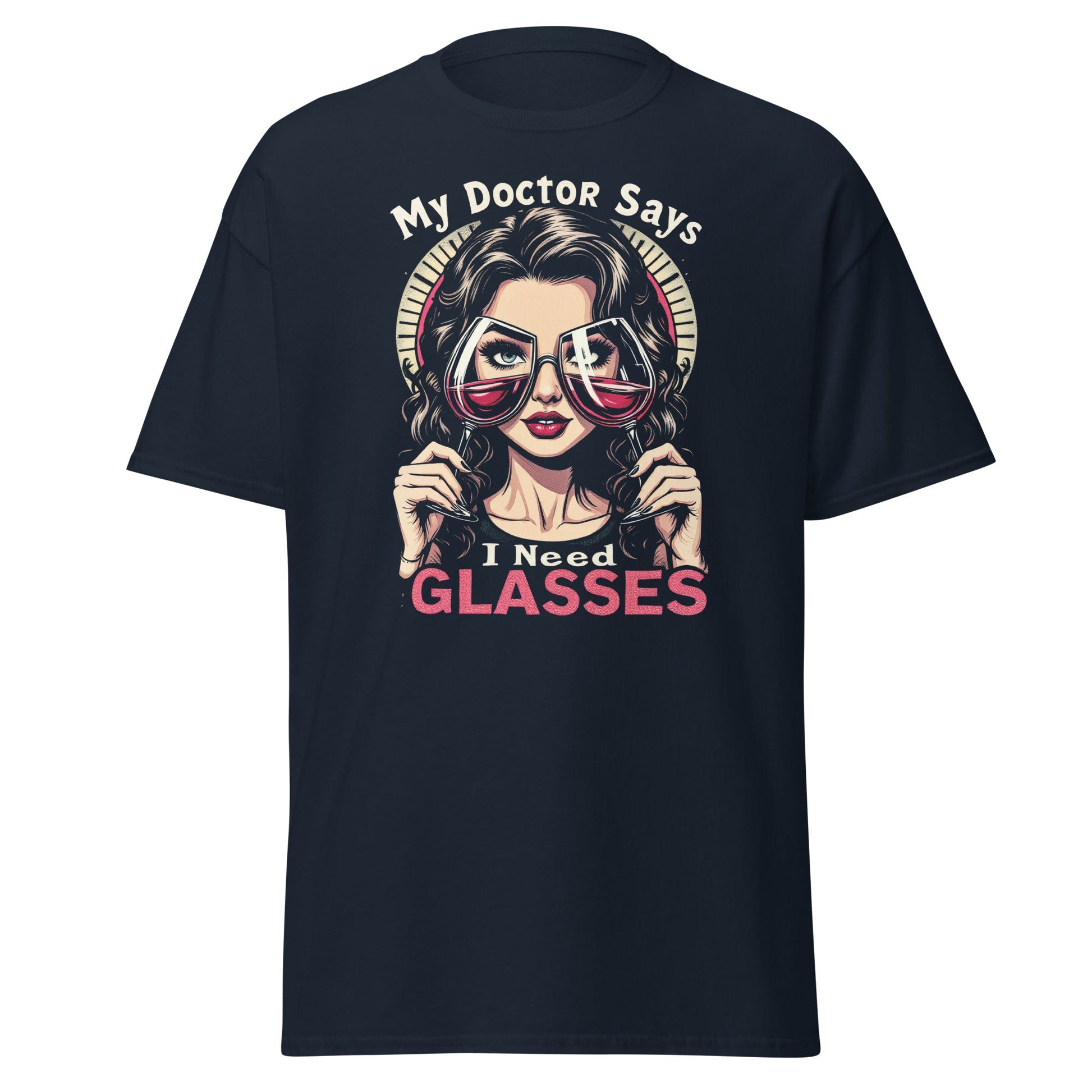 I Need Glasses | Retro T-Shirt - Navy - T-Shirts Online