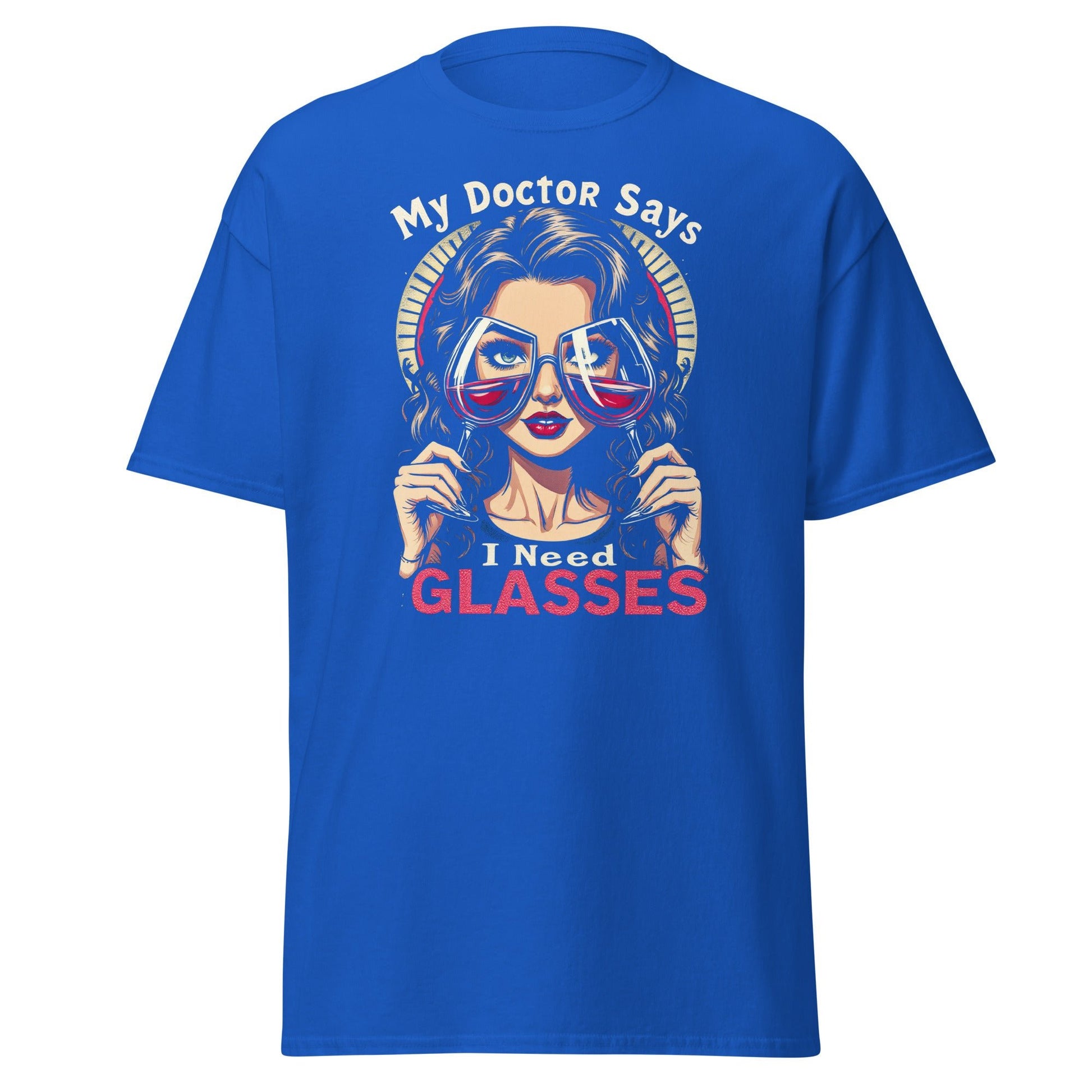 I Need Glasses | Retro T-Shirt - Royal - T-Shirts Online
