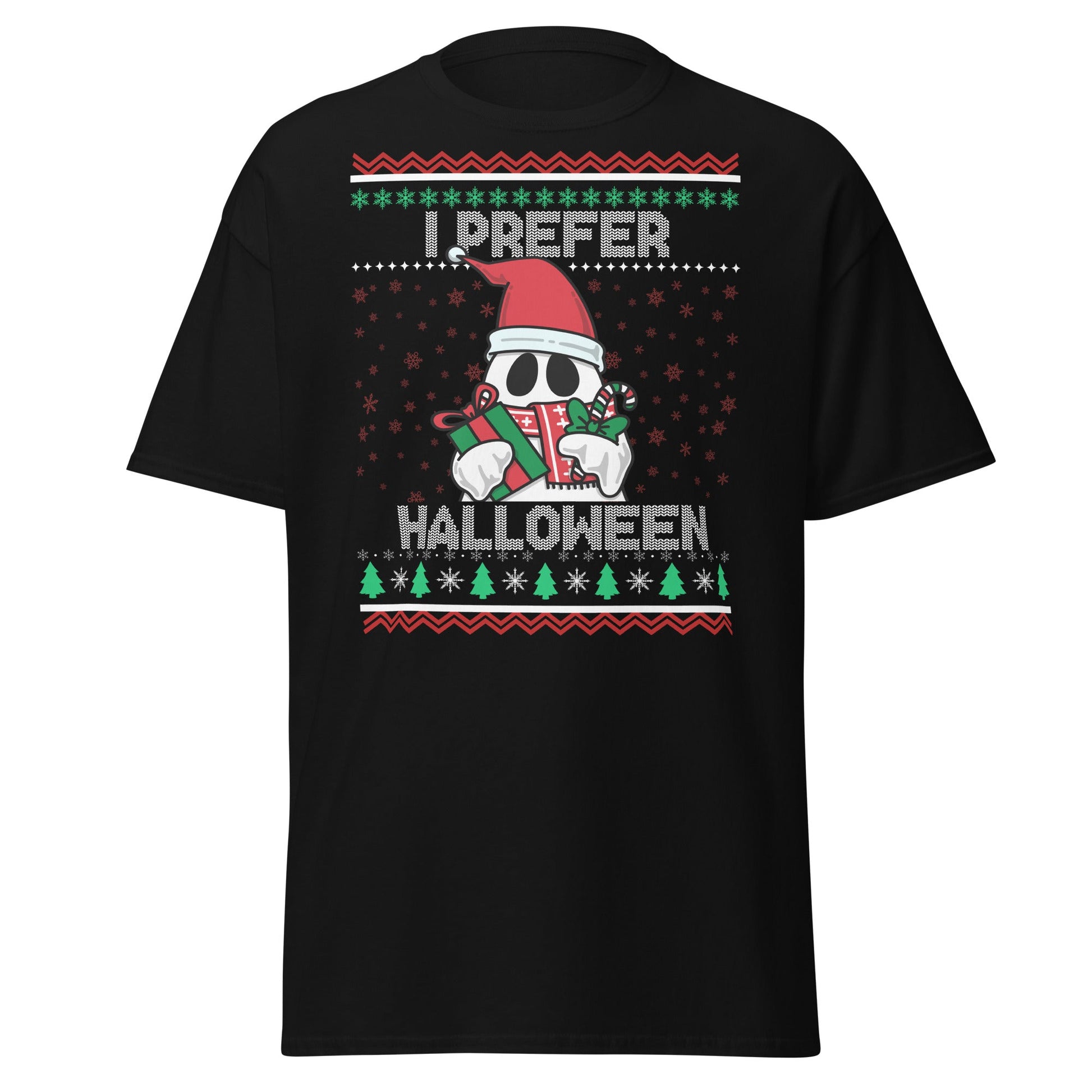 I Prefer Halloween T-Shirt | Funny Ghost Christmas Shirt - Black - T-Shirts Online