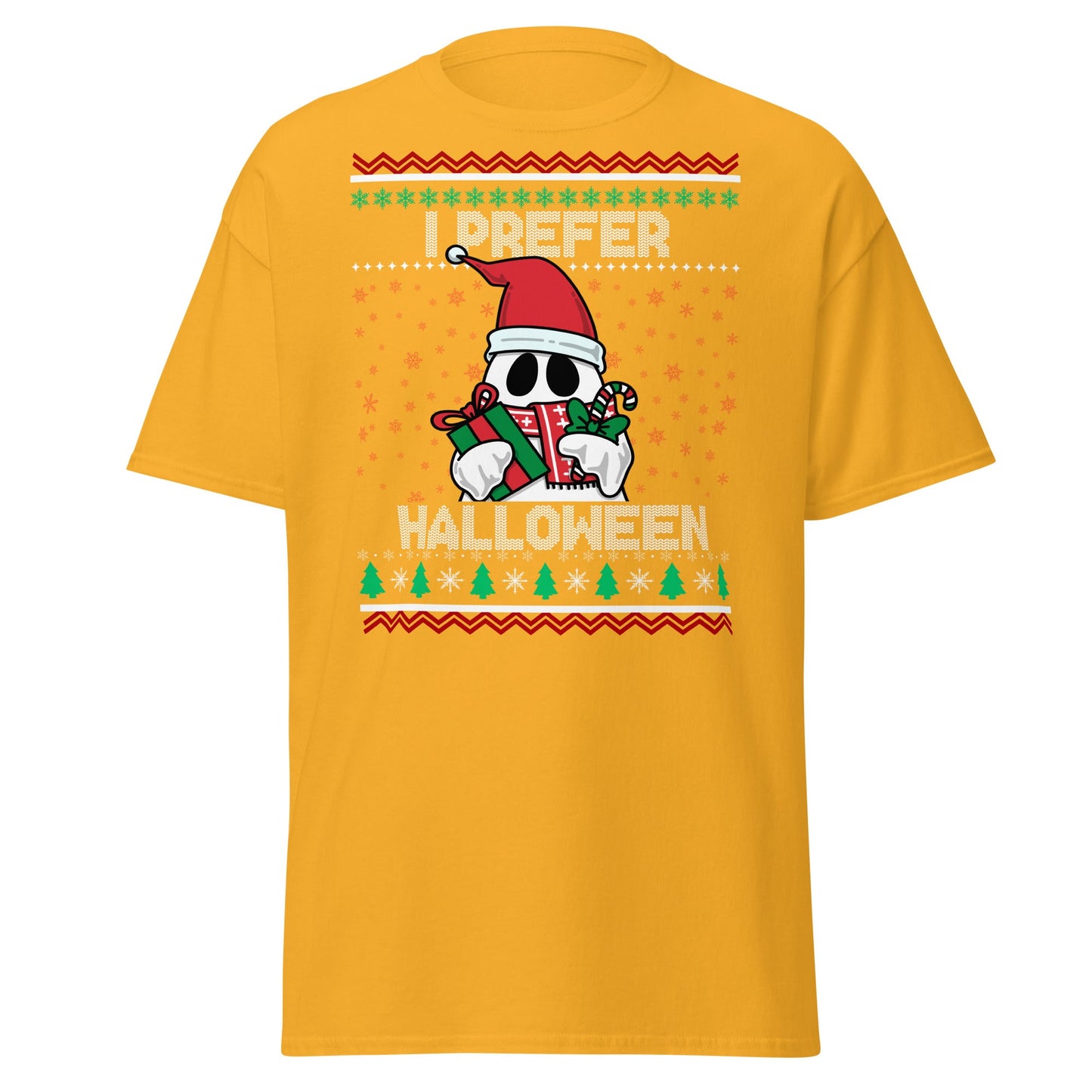 I Prefer Halloween T-Shirt | Funny Ghost Christmas Shirt - Gold - T-Shirts Online