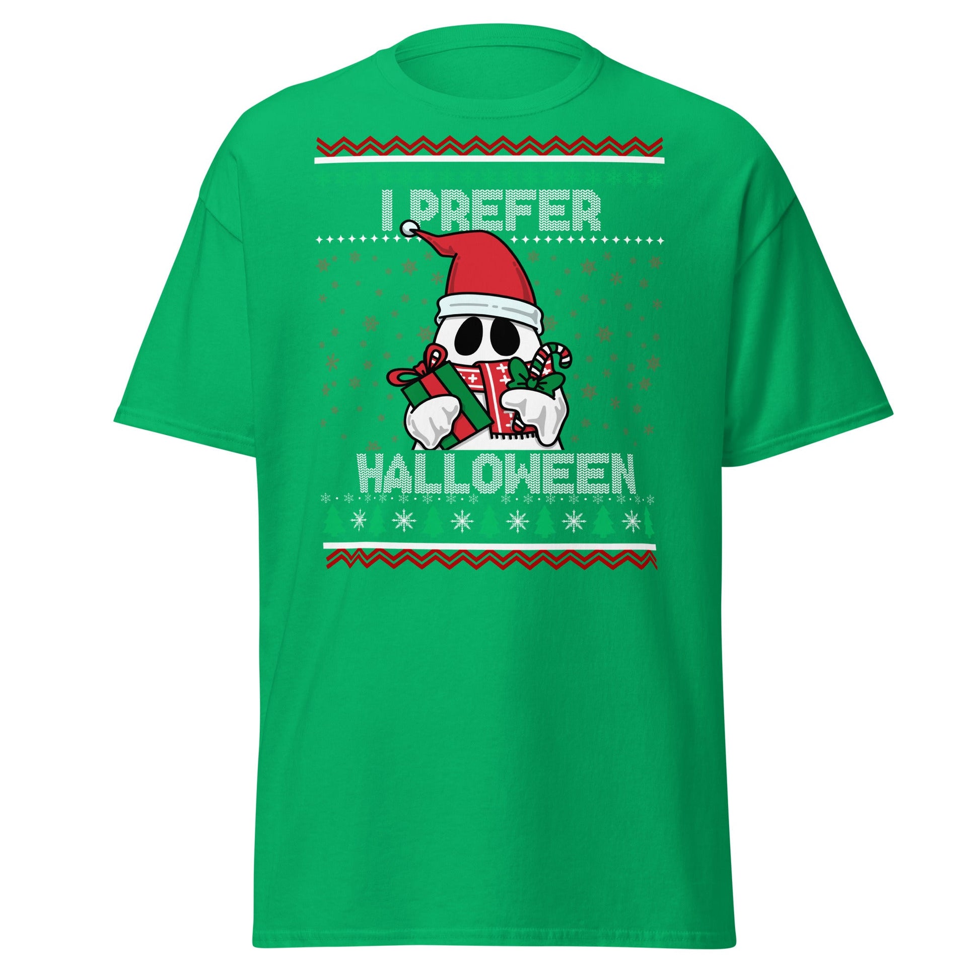 I Prefer Halloween T-Shirt | Funny Ghost Christmas Shirt - Irish Green - T-Shirts Online