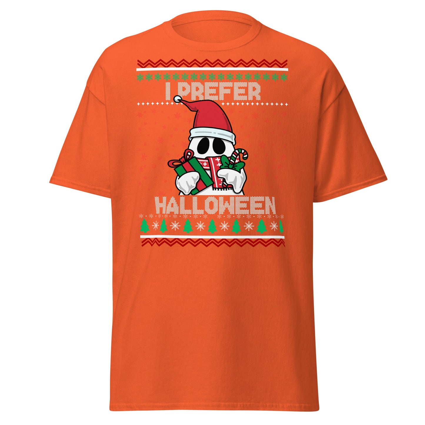 I Prefer Halloween T-Shirt | Funny Ghost Christmas Shirt - Orange - T-Shirts Online