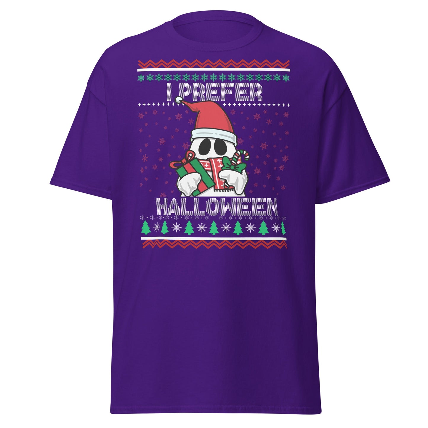 I Prefer Halloween T-Shirt | Funny Ghost Christmas Shirt - Purple - T-Shirts Online
