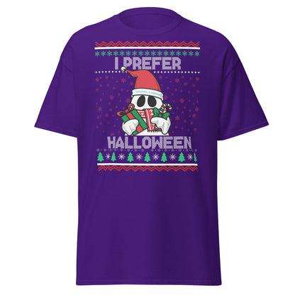 I Prefer Halloween T-Shirt | Funny Ghost Christmas Shirt - Purple - T-Shirts Online