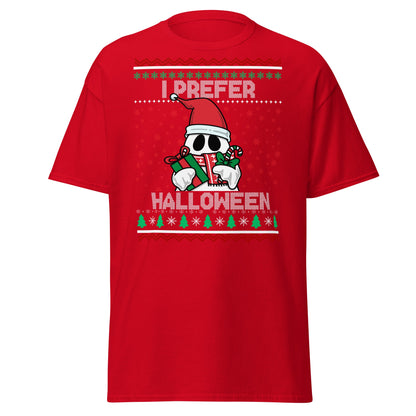 I Prefer Halloween T-Shirt | Funny Ghost Christmas Shirt - Red - T-Shirts Online