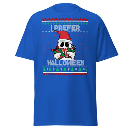 I Prefer Halloween T-Shirt | Funny Ghost Christmas Shirt - Royal - T-Shirts Online