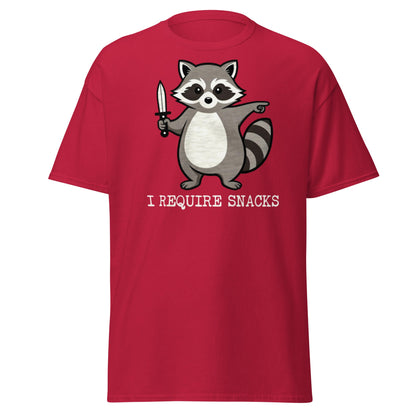 I Require Snacks Raccoon T-Shirt - Funny Trash Panda Tee - Cardinal - T-Shirts Online