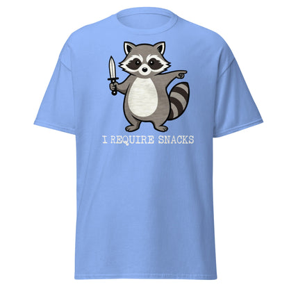 I Require Snacks Raccoon T-Shirt - Funny Trash Panda Tee - Carolina Blue - T-Shirts Online