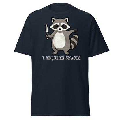 I Require Snacks Raccoon T-Shirt - Funny Trash Panda Tee - Navy - T-Shirts Online