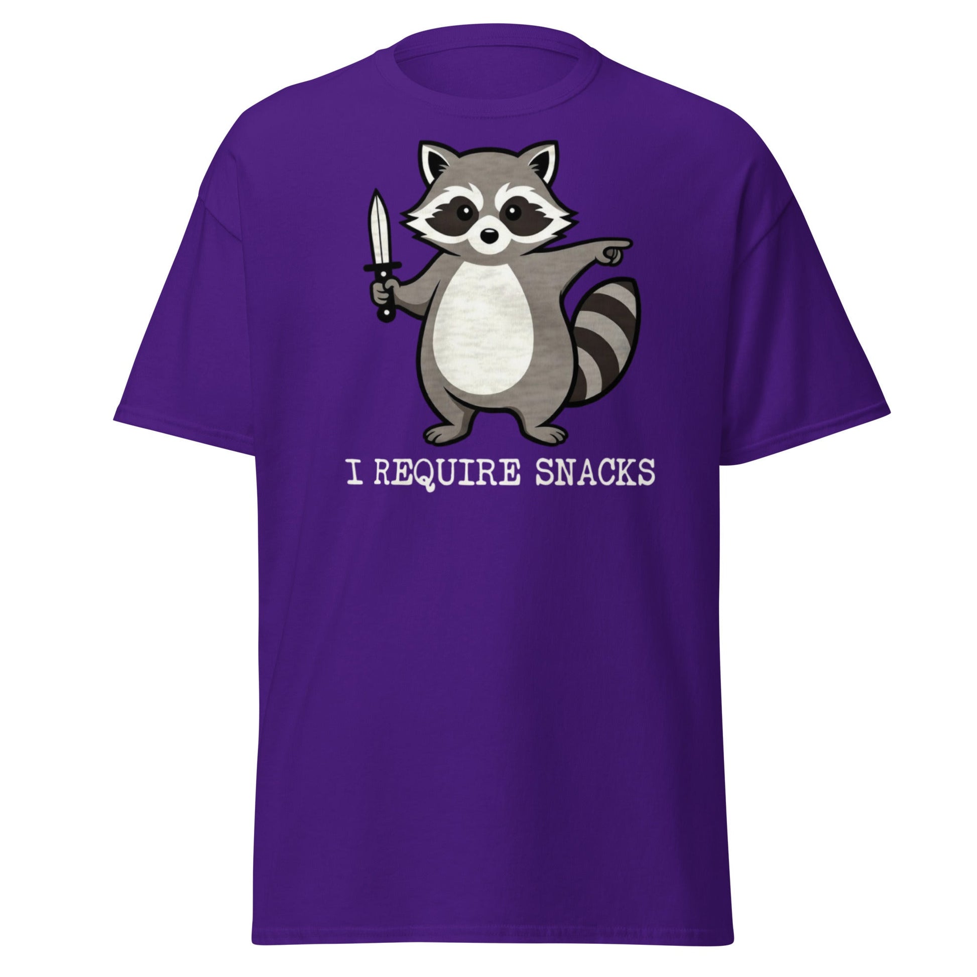 I Require Snacks Raccoon T-Shirt - Funny Trash Panda Tee - Purple - T-Shirts Online