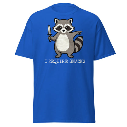 I Require Snacks Raccoon T-Shirt - Funny Trash Panda Tee - Royal - T-Shirts Online