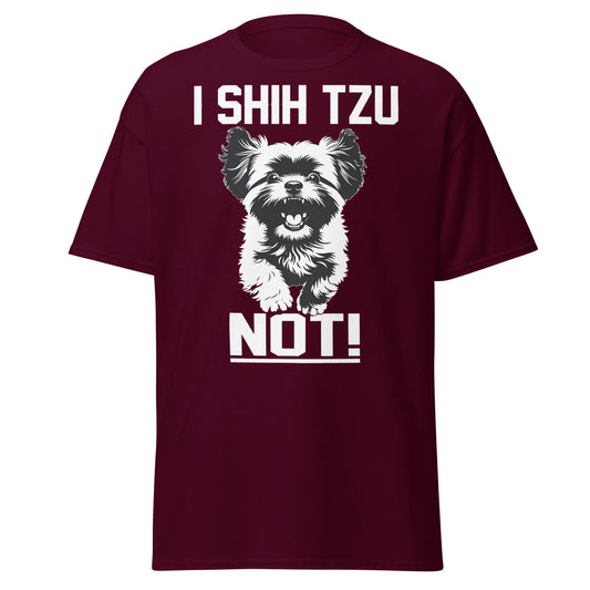 I Shih Tzu Not T-Shirt - Funny Dog Lover Pun Tee - Maroon - T-Shirts Online