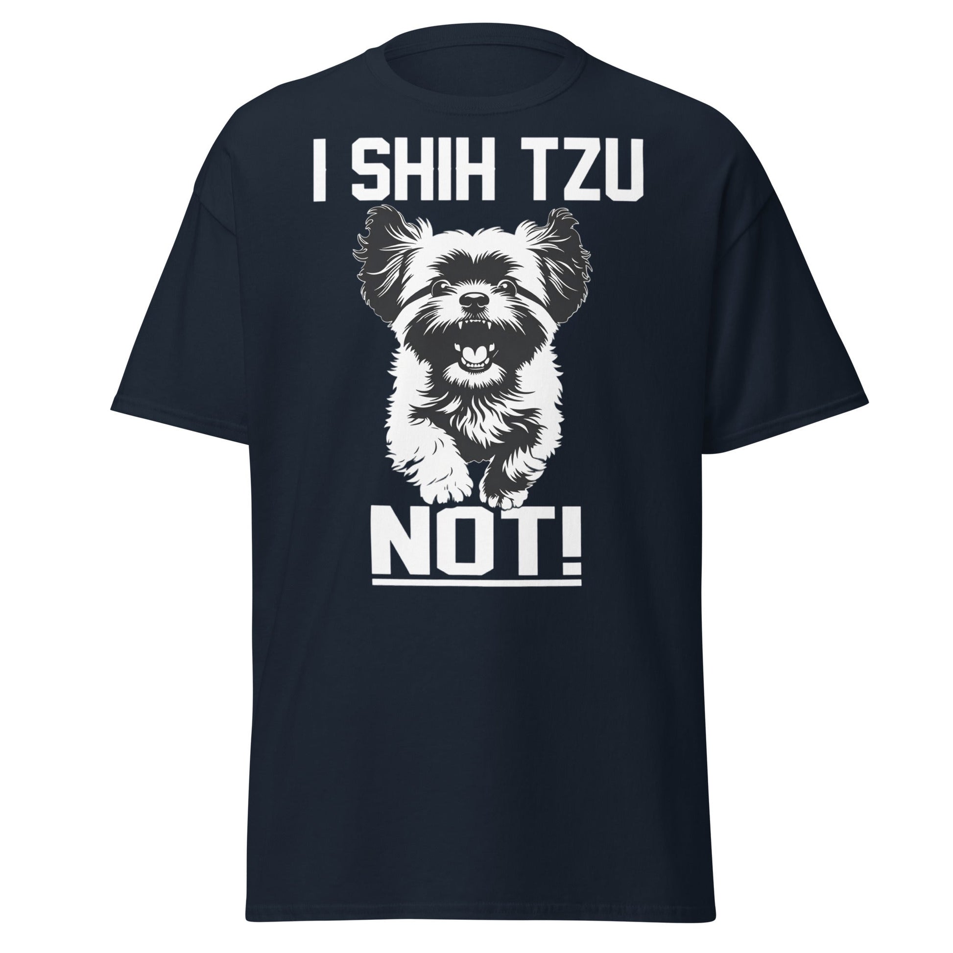I Shih Tzu Not T-Shirt - Funny Dog Lover Pun Tee - Navy - T-Shirts Online