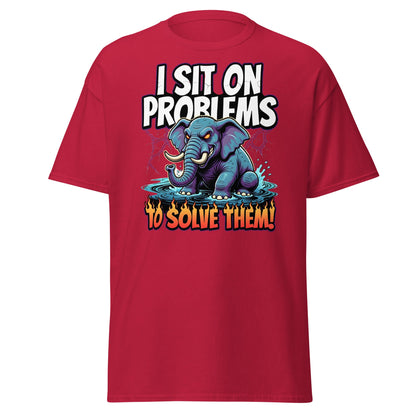 I Sit On Problems To Solve Them T-Shirt Funny Elephant Tee - Cardinal - T-Shirts Online