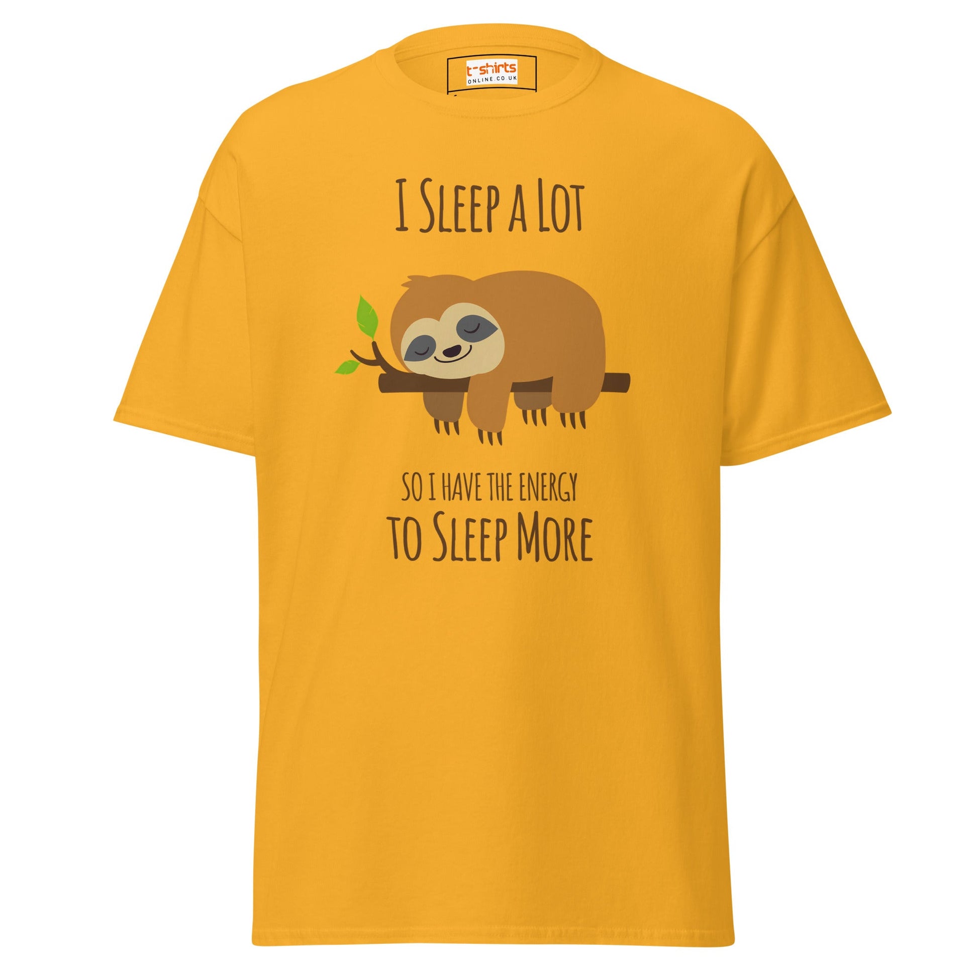 I Sleep a Lot T-Shirt | Sloth Tee - Gold - T-Shirts Online