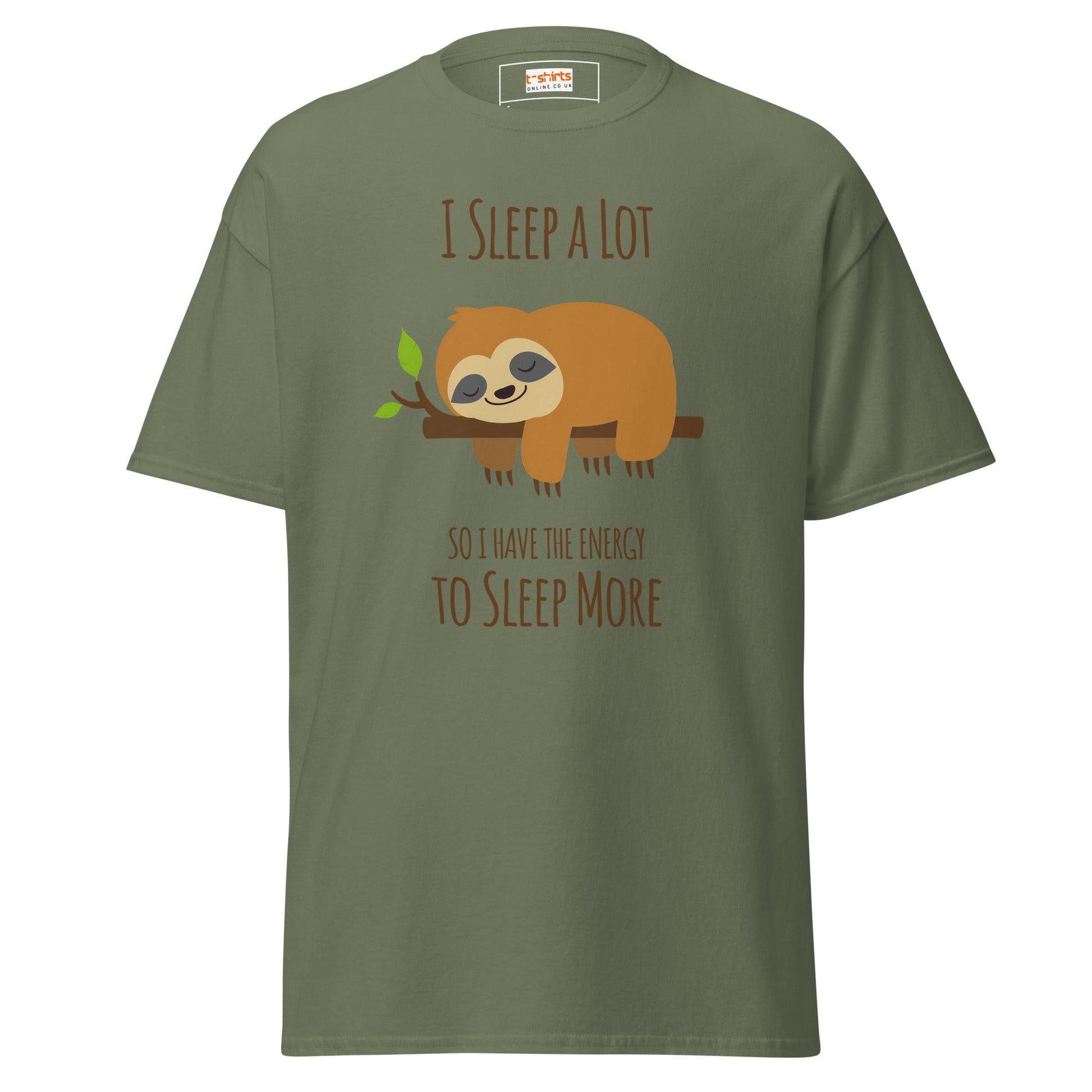 I Sleep a Lot T-Shirt | Sloth Tee - Military Green - T-Shirts Online