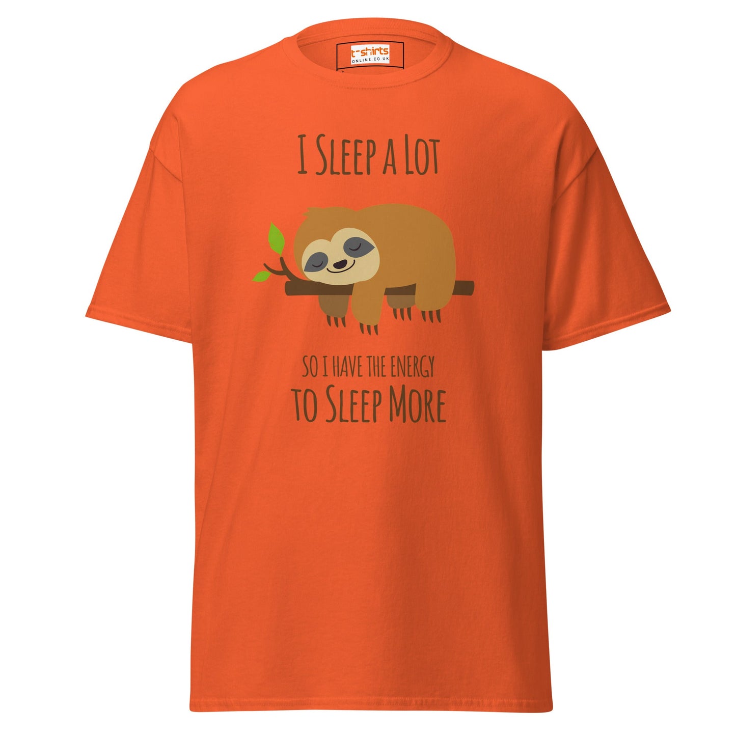 I Sleep a Lot T-Shirt | Sloth Tee - Orange - T-Shirts Online