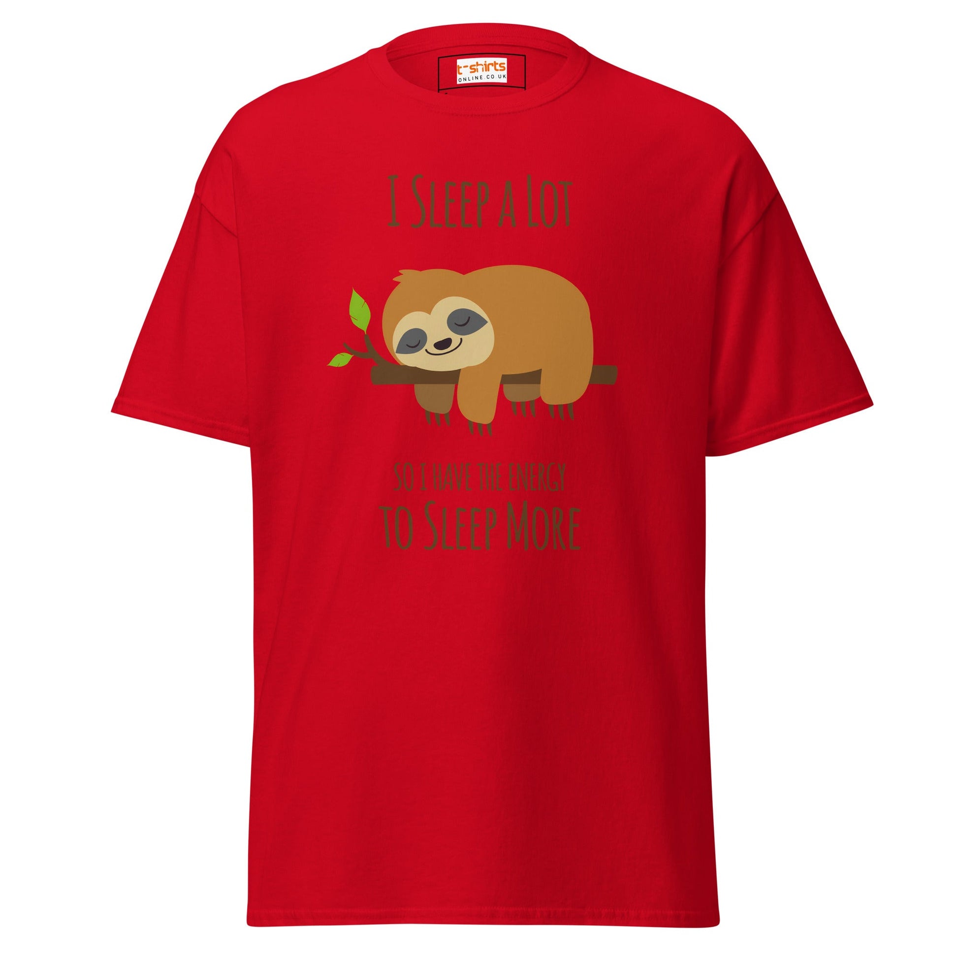 I Sleep a Lot T-Shirt | Sloth Tee - Red - T-Shirts Online