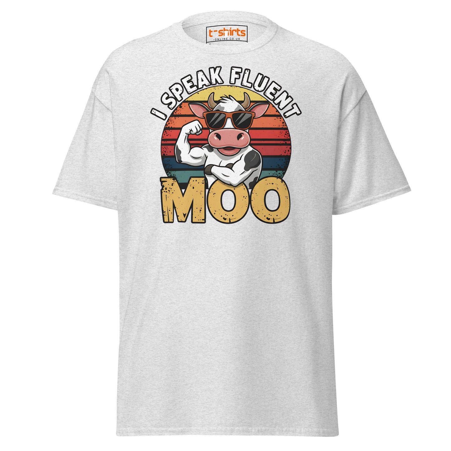 I Speak Fluent Moo T-Shirt | Funny Cow Humor Tee - Ash - T-Shirts Online