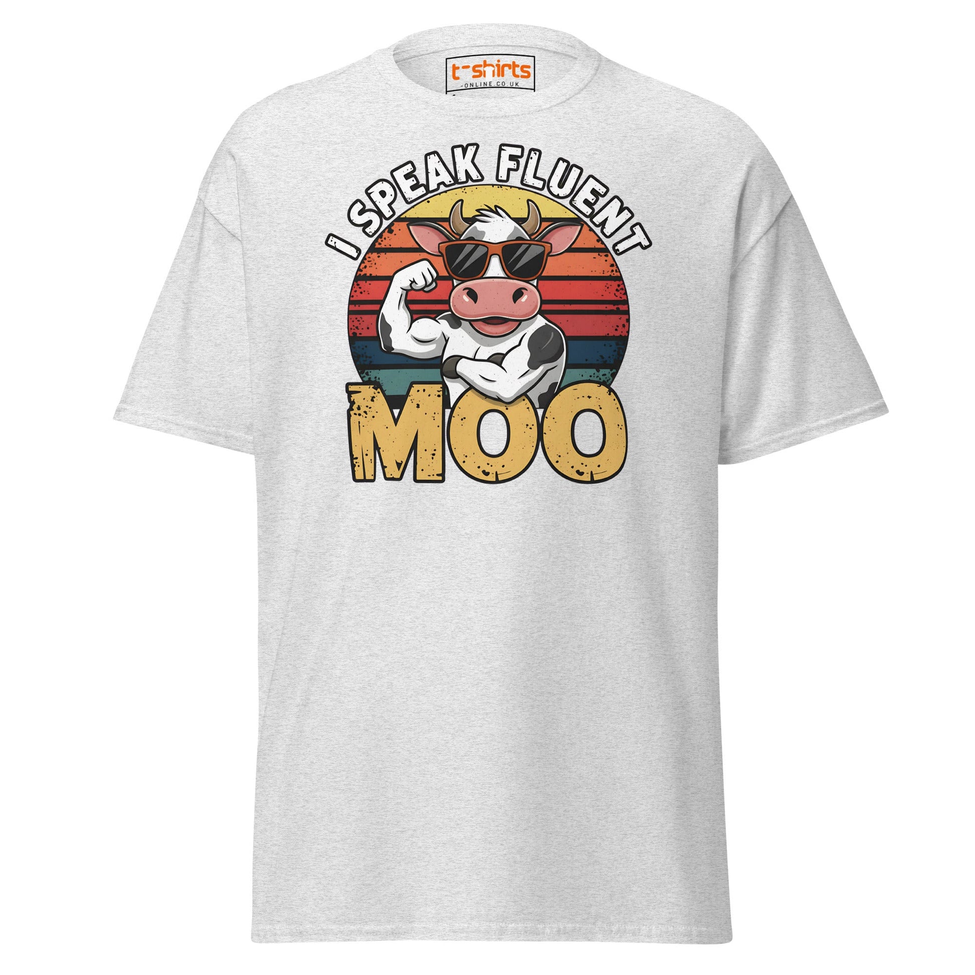 I Speak Fluent Moo T-Shirt | Funny Cow Humor Tee - Ash - T-Shirts Online
