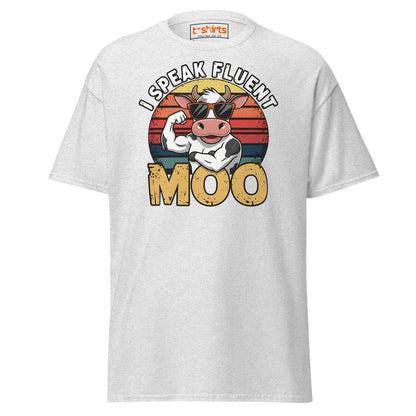 I Speak Fluent Moo T-Shirt | Funny Cow Humor Tee - Ash - T-Shirts Online